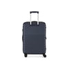 Dark blue suitcase with a textured surface on a white background